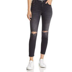 Current Elliott The Stiletto Skinny Jeans Ripped Knee Distressed Denim Black